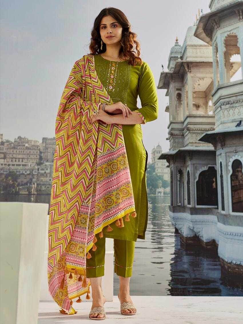 Muslin Cotton Embroidery Cotton Palazzo Suit - MYLUXURY LANE ENTERPRISE